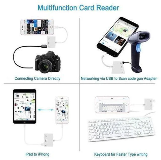 Alt view image 2 of 7 - style OTG Adapter USB 3 Camera Reader With 3.5mm Headphone Jack Connection Kits Data Sync For iPhone 11 X/XR/XS/8/7 500MA