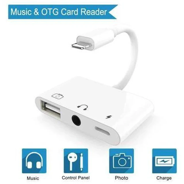 Alt view image 3 of 7 - style OTG Adapter USB 3 Camera Reader With 3.5mm Headphone Jack Connection Kits Data Sync For iPhone 11 X/XR/XS/8/7 500MA