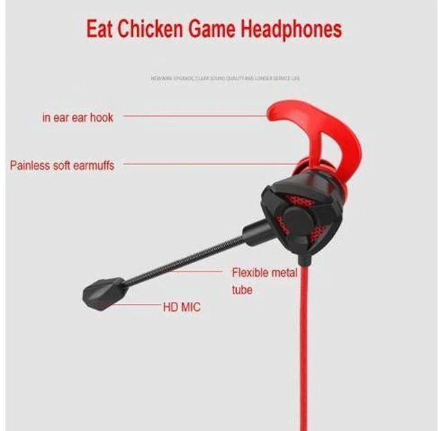 Alt view image 3 of 7 - Wired Earbuds Sport In Ear Earphones Gaming Headphone with Microphone Ear Piece for Mobile Phone PC Headset Gamer