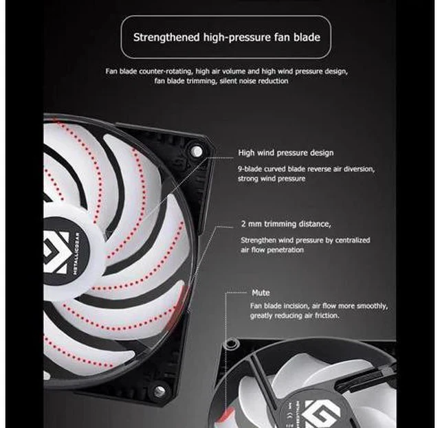 Alt view image 3 of 7 - 120mm/140mm Gorgeous PC Case Cooling Fan DRGB 4Pin PWM Chassis Cooler Computer components and hardware