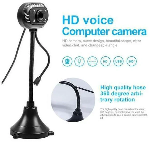 Alt view image 2 of 7 - Computer HD Webcam Video Webcam USB Camera Builtin Microphone Video Teaching Live With Mic HD LED Web Camera MIC Computer