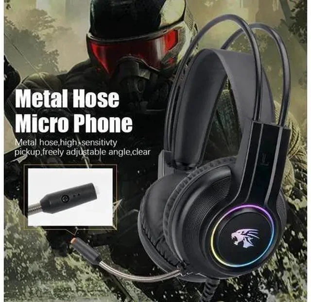 Alt view image 3 of 7 - Gaming Earphones with Mic 3.5mm Wired Headset Stereo Sound Game Headphone for PC Gamer Computer Laptop PS4 LED RGB Light