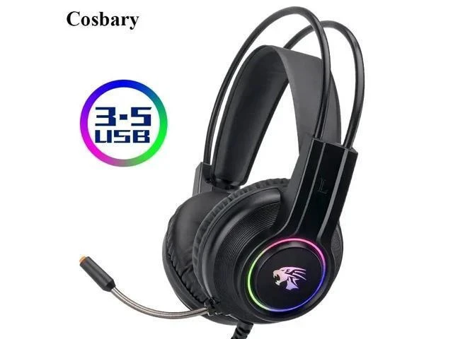 Alt view image 6 of 7 - Gaming Earphones with Mic 3.5mm Wired Headset Stereo Sound Game Headphone for PC Gamer Computer Laptop PS4 LED RGB Light