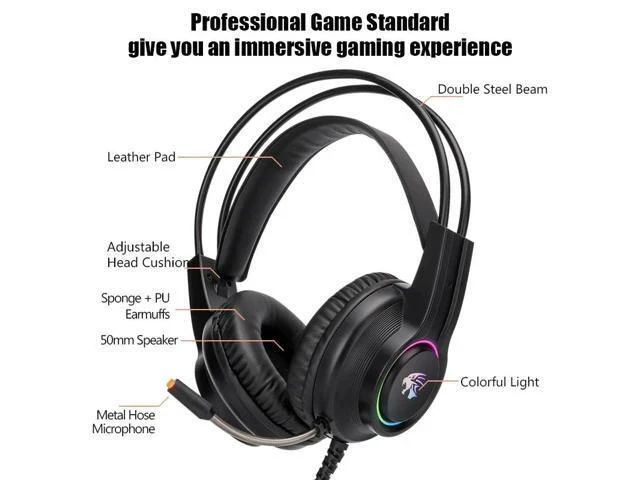 Alt view image 7 of 7 - Gaming Earphones with Mic 3.5mm Wired Headset Stereo Sound Game Headphone for PC Gamer Computer Laptop PS4 LED RGB Light