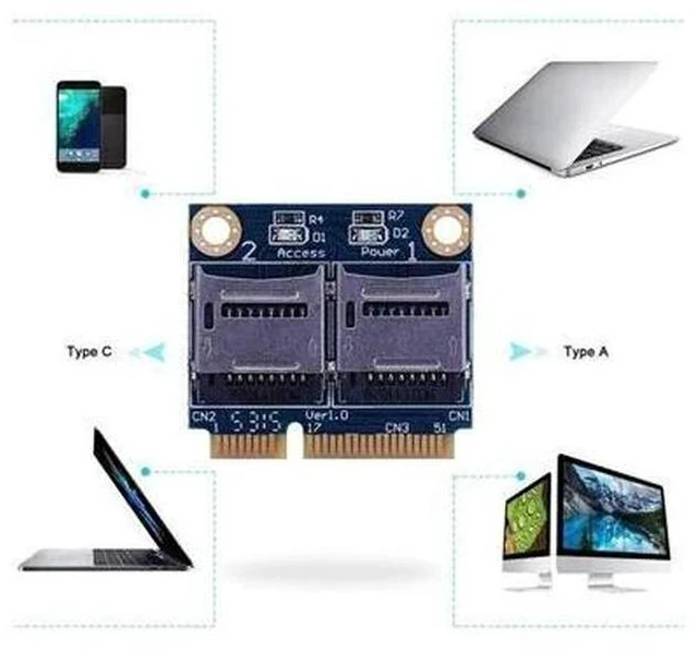 Alt view image 4 of 7 - Micro-Sd Tf To Mini Pci Express Memory Card Reader Adapter Converter Card for Laptop