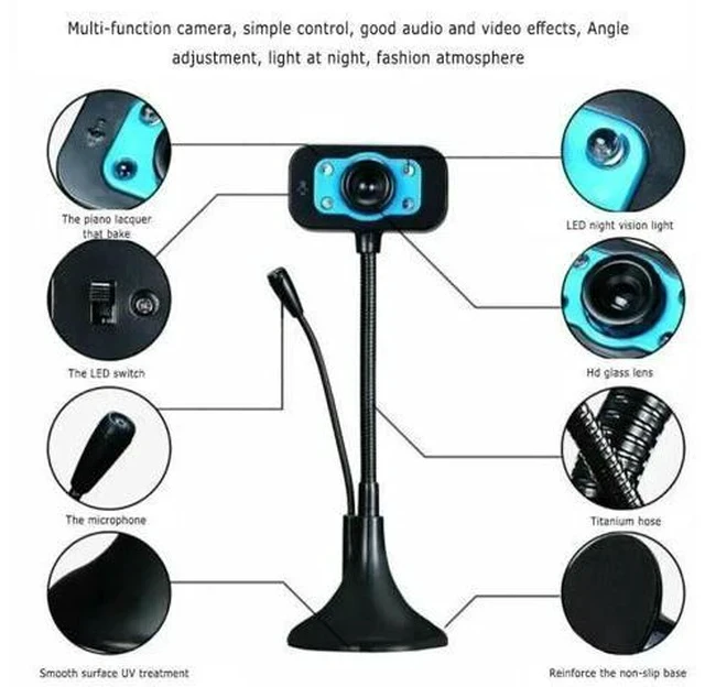 Alt view image 5 of 7 - HD Webcam Video Webcam USB Camera Built-in Microphone Video Teaching Live With Mic HD LED Web Camera MIC