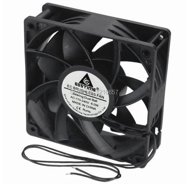 Alt view image 4 of 7 - 1 pcs EC Brushless Cooler Cooling Fan 120mm x 38mm 12038 12cm AC 110V 115V 120V 220V 240V 2 Wires