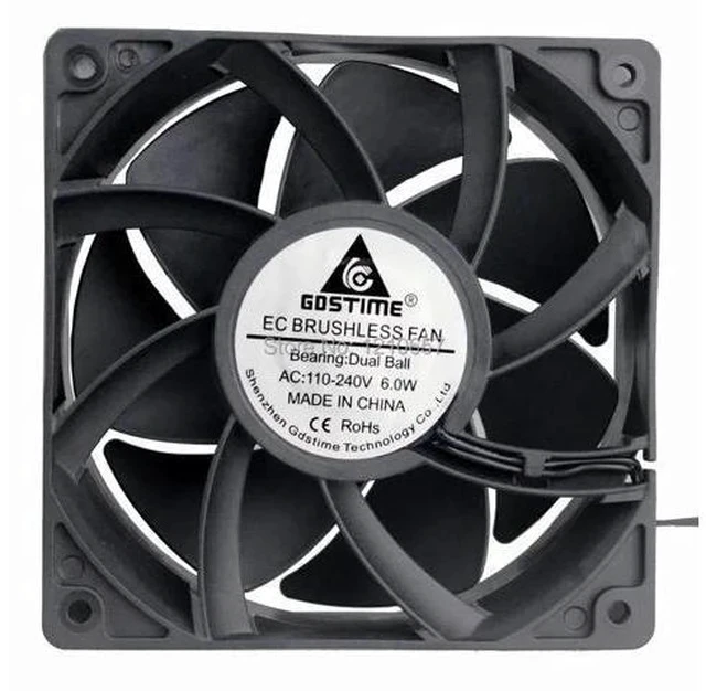 Alt view image 5 of 7 - 1 pcs EC Brushless Cooler Cooling Fan 120mm x 38mm 12038 12cm AC 110V 115V 120V 220V 240V 2 Wires