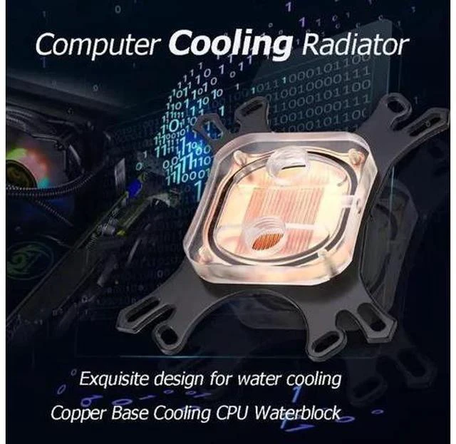 Alt view image 3 of 7 - CPU Water Block Waterblock Copper Base CPU Water Cooler Computer PC Cooling Radiator for Intel for AMD with Screws
