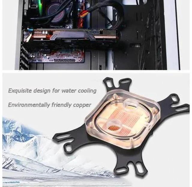 Alt view image 5 of 7 - CPU Water Block Waterblock Copper Base CPU Water Cooler Computer PC Cooling Radiator for Intel for AMD with Screws