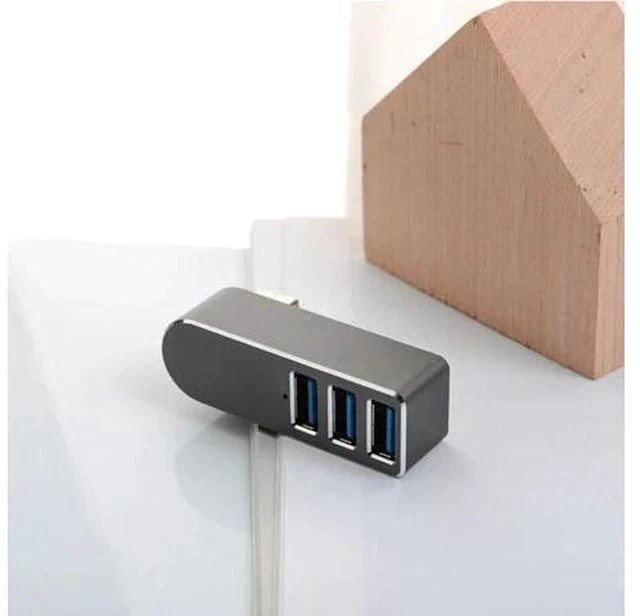 Alt view image 2 of 5 - Speed Aluminum Alloy Mini 3 Port USB 3.0 Hub Rotate USB Splitter Adapter for PC Laptop