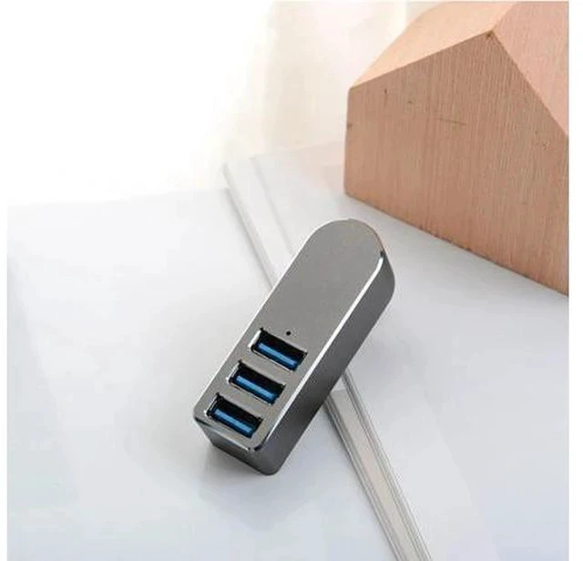 Alt view image 3 of 5 - Speed Aluminum Alloy Mini 3 Port USB 3.0 Hub Rotate USB Splitter Adapter for PC Laptop