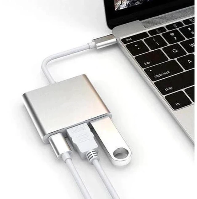 Alt view image 3 of 4 - C HUB Adapter Type C Hub to 4K 3.0 Port With -C Power Delivery for Macbook 12 inch Pro for Dell XPS 13