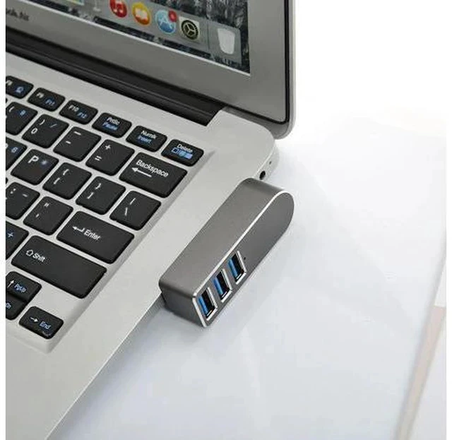 Alt view image 5 of 5 - Speed Aluminum Alloy Mini 3 Port USB 3.0 Hub Rotate USB Splitter Adapter for PC Laptop