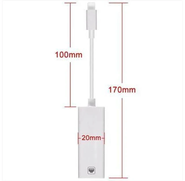 Alt view image 2 of 4 - 100Mbps Network Cable Adapter For Lightning to RJ45 Ethernet LAN Wired Overseas Travel Compact For iPhone/iPad Series