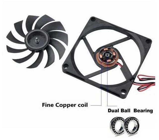 Alt view image 4 of 7 - 2 Pcs Cooler 80mm 5V 12V 24V 2 Pin Connector 8010 8cm Ball Bearing 80x80x10mm Brushless Cooling Fan for PC Computer Case