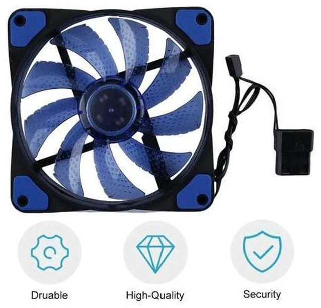 Alt view image 4 of 5 - 120mm fan Cooler Computer Fan 120mm LED Ultra Silent Computer PC Case Fan 15 LEDs 12V Around 1200RPM 3 Pin Fan