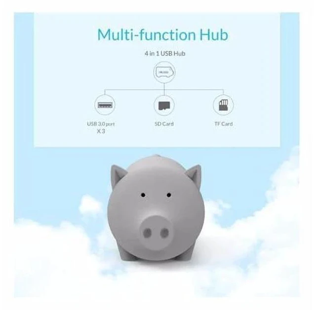 Alt view image 3 of 5 - Litte Pig Hub All in 1 High Speed Usb 3.0 Hub 3 Port USB Power Interface with TF SD Card Reader for MacBook Air Laptop PC