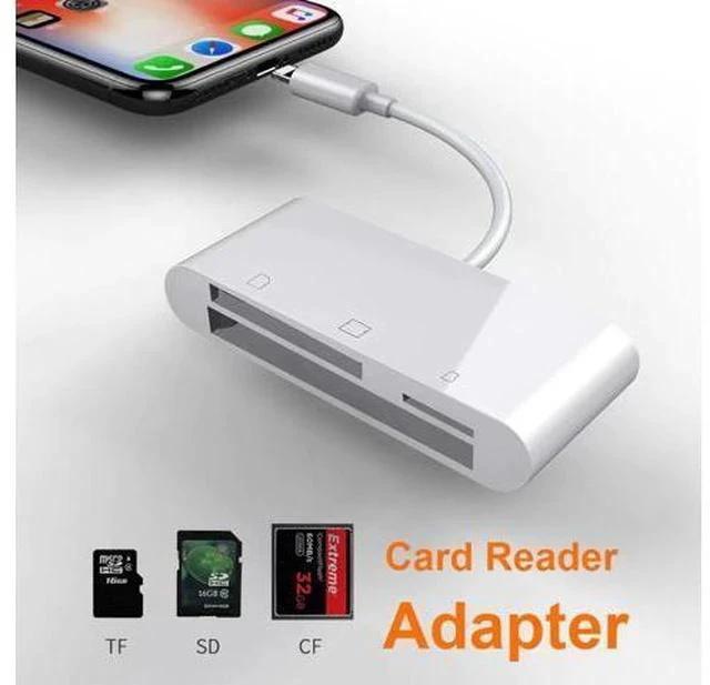 Main image of 6 in 1 SD TF SDHC CF XD M2 Card Reader Charging Adapter for IPhone XS MAX XR 3 in 1 SD TF CF Card Reader for IPhone X 5S 6 7 8P