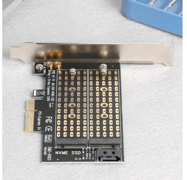 Alt view image 4 of 4 - NVME to PCIE Adapter M+B Key NGFF SSD to PCI-E 3.0 X4 SATA for Expansion Card Household Computer Accessories