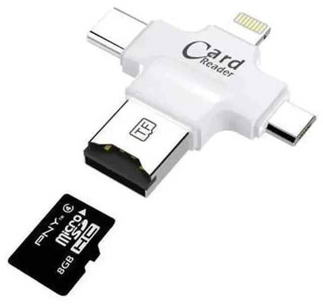 Alt view image 3 of 7 - 4 in 1 Card Reader usb-C Micro USB MicroSD tipo C Cardreader for Android ipad/iphone 7plus 6s5s MacBook OTG TF SD reader
