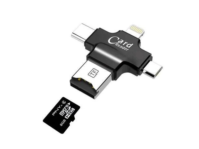 Alt view image 6 of 7 - 4 in 1 Card Reader usb-C Micro USB MicroSD tipo C Cardreader for Android ipad/iphone 7plus 6s5s MacBook OTG TF SD reader