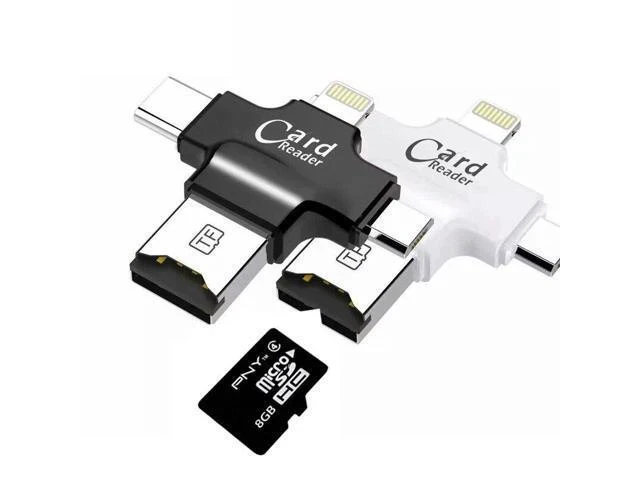 Alt view image 7 of 7 - 4 in 1 Card Reader usb-C Micro USB MicroSD tipo C Cardreader for Android ipad/iphone 7plus 6s5s MacBook OTG TF SD reader