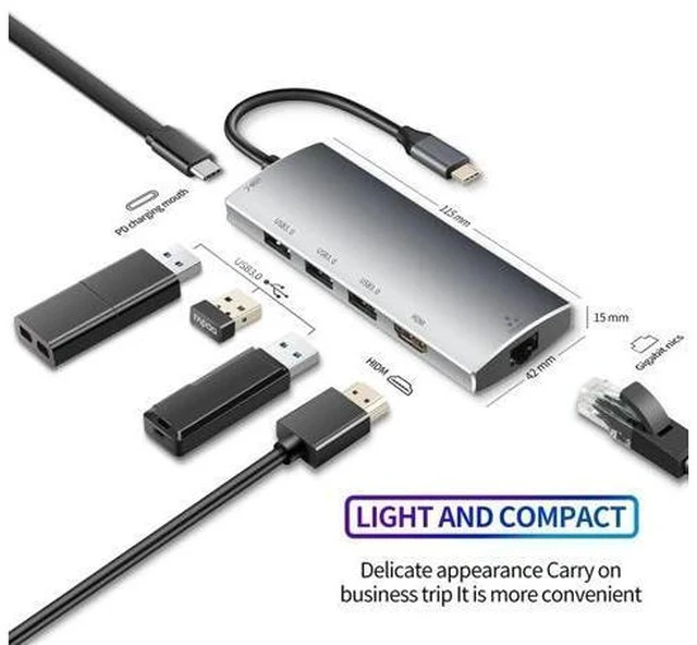 Alt view image 2 of 5 - C Hub for Mac Book Pro/Air, iPad Pro 6IN1 C Hub with Ethernet(1Gbps), 4K C Power Delivery, 3 3.0 Hub