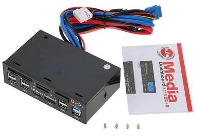 Alt view image 2 of 4 - USB 3.0 Hub eSATA SATA Port Internal Card Reader PC Dashboard Media Front Panel Audio for SD MS CF TF M2 MMC