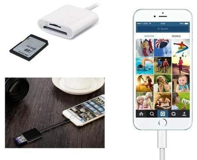 Alt view image 2 of 3 - 2 in 1 SD Card Reader SDHC TF & SD Card Dual Slot Camera Reader Adapter, Trail Game Camera for iphone pro 11 7 8 Xs ipad
