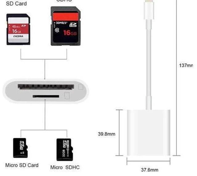 Alt view image 3 of 3 - 2 in 1 SD Card Reader SDHC TF & SD Card Dual Slot Camera Reader Adapter, Trail Game Camera for iphone pro 11 7 8 Xs ipad