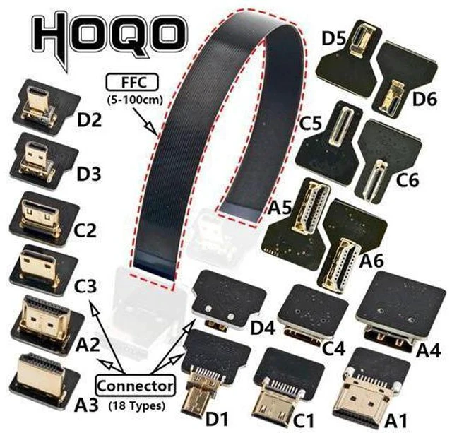 Alt view image 4 of 5 - , Ribbon Cable 90 Degree Mini/Micro to Standard PCB Connectors 20pin fpv micro 5cm