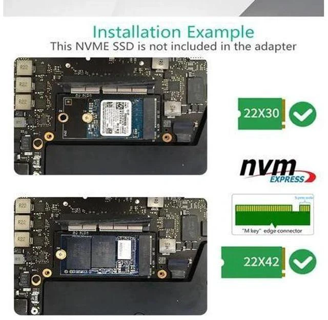 Alt view image 5 of 5 - NVME SSD Adapter for Apple Macbook A1708 Laptop NVMe PCIe M2 NGFF SSD to 2016 2017 Macbook Pro A1708 SSD Adapter Riser Card