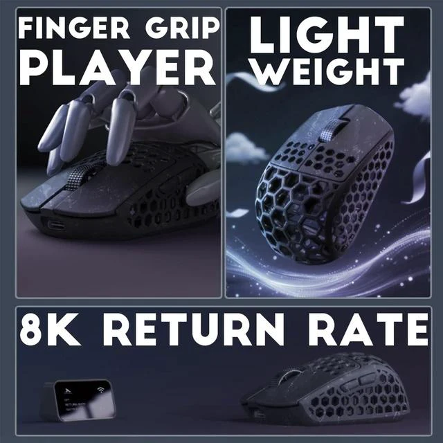 Alt view image 4 of 7 - M5Air Mini Fingertip Grasp Gaming Mouse Carbon Fiber,Tri-Mode 8K/Bluetooth Mouse Up to 30000DPI,PAW3950 Optical Sensor Lightweight 31g,5 programmable Button,Computer Mouse for Laptop,PC,Mac