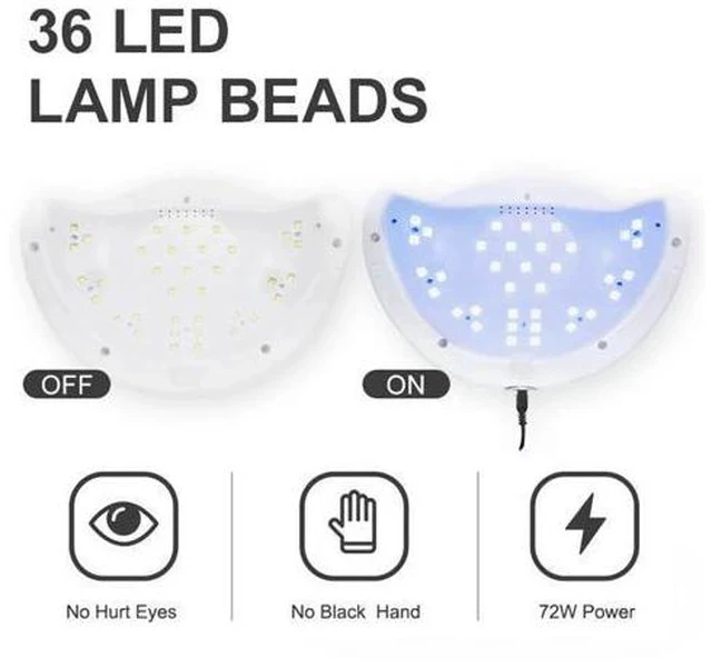 Alt view image 2 of 5 - 72W SUN5 Pro UV Lamp LED Nail Lamp Nail Dryer For All Gels Polish Sun Light Infrared Sensing 10/30/60s Timer Smart For Manicure