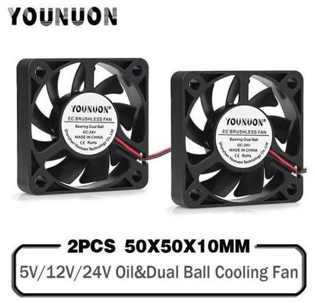 Main image of 2 Pieces DC 24V 12V 5V 50MM 5010 Cooling Fan 2Pin 3PIN Ball Bearing Computer Case CPU Cooler Cooling Fan 50x50x10mm Cooler Fan
