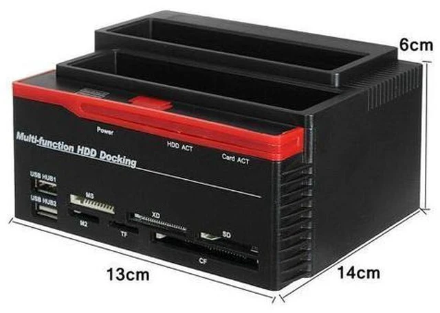 Alt view image 2 of 5 - 2.5 Inch/3.5 Inch USB 3.0 to 2 SATA 1 IDE HDD Hard Drive Docking Station Drive Disk Clone Card Reader USB3.0 M2 TF SD S