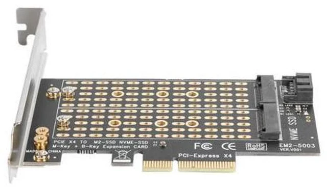Alt view image 2 of 3 - M.2 NVME Add On Card PCIE to M2/M.2 Adapter SATA NGFF PCIe NVMe M Key B Key M+B Key SSD to PCI-E 3.0 X4 Expansion Card