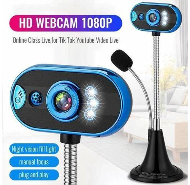 Alt view image 6 of 7 - Webcam 1080P Rotatable HD Web Camera 4 LED Lights Web Cam Built-in Microphone Webcam for Computer PC Laptop Online Teaching