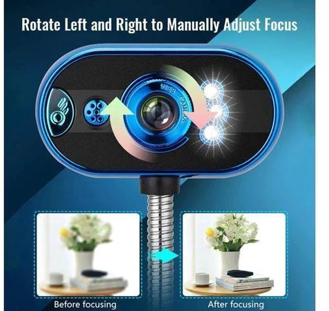 Alt view image 7 of 7 - Webcam 1080P Rotatable HD Web Camera 4 LED Lights Web Cam Built-in Microphone Webcam for Computer PC Laptop Online Teaching