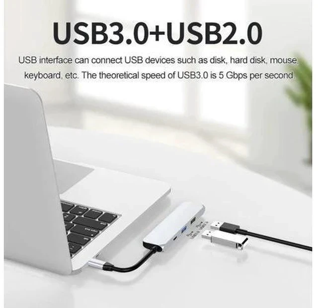 Alt view image 3 of 5 - C Dock Hub 3.0 to 4K Type-C Adapter Multiplier Hub 2.0 C Splitter PC Accessories For Macbook Pro HUB
