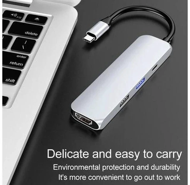 Alt view image 5 of 5 - C Dock Hub 3.0 to 4K Type-C Adapter Multiplier Hub 2.0 C Splitter PC Accessories For Macbook Pro HUB