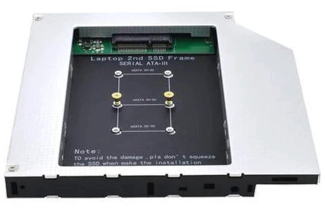 Alt view image 3 of 7 - 12.7mm Caddy MSATA 2nd HDD SSD Hard Drive Disk to SATA 3 Enclosure Adapter For Laptop DVD-ROM Optibay Aluminium Case Box