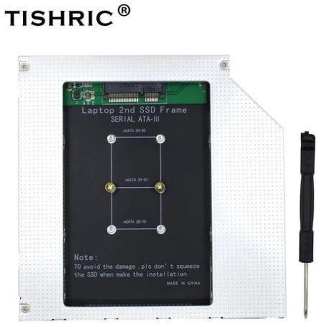 Alt view image 6 of 7 - 12.7mm Caddy MSATA 2nd HDD SSD Hard Drive Disk to SATA 3 Enclosure Adapter For Laptop DVD-ROM Optibay Aluminium Case Box