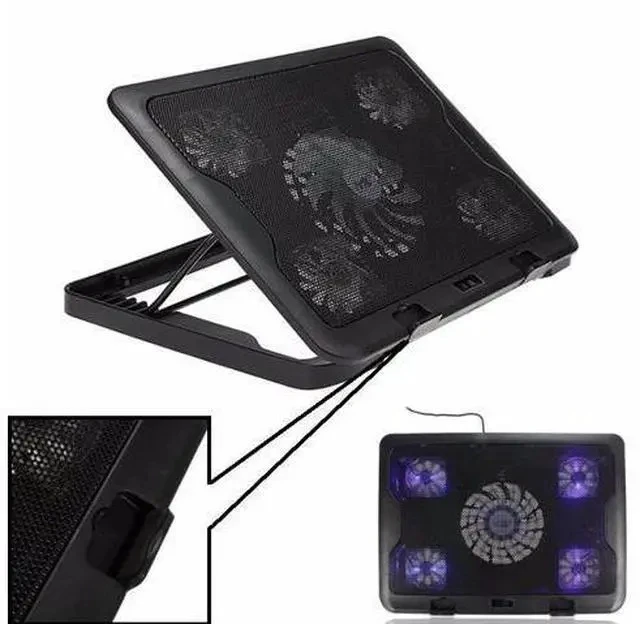 Alt view image 4 of 5 - Laptop Cooler 2 USB Ports And 5 Cooling Fans LED USB Laptop Cooling Pad Notebook Stand for Laptop PC 7-17inch