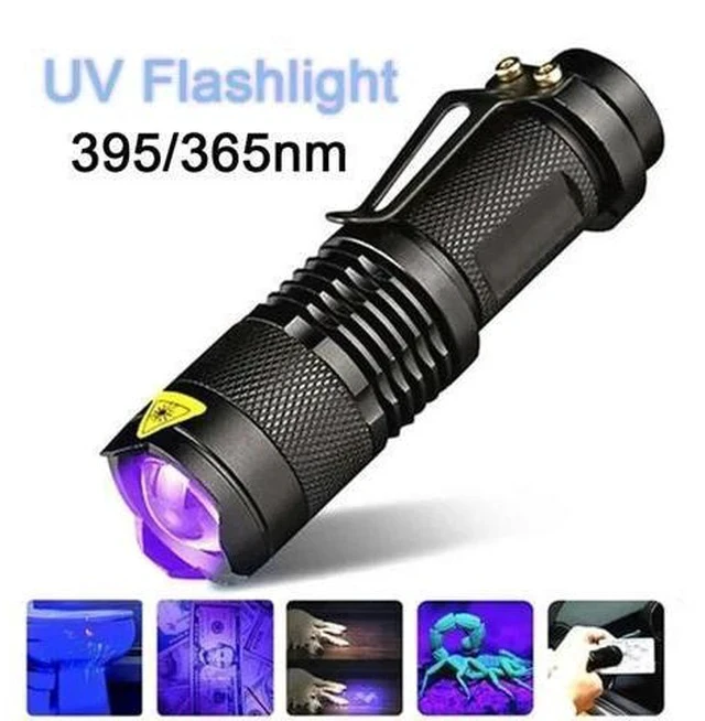 Alt view image 6 of 7 - Flashlight 365/395 nm LED Ultraviolet Torch With Zoom Function Mini Black Light Detector Outdoor Rechargeable