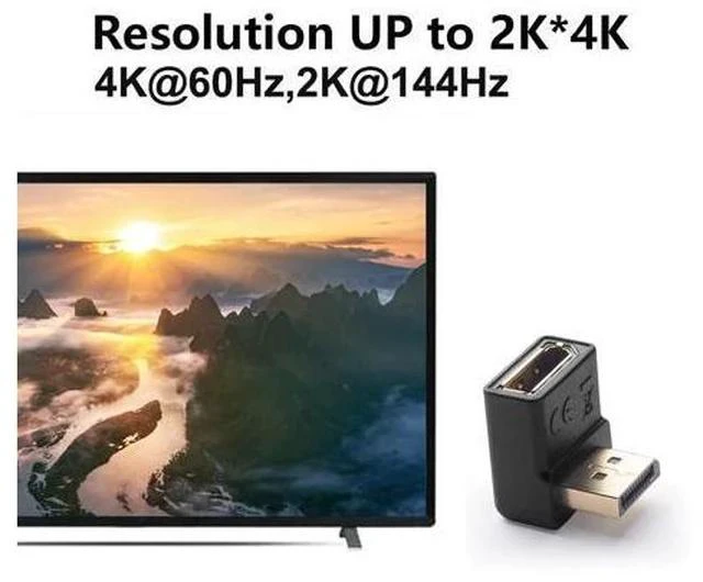 Alt view image 3 of 5 - 90-degree Displayport cable adapter Dp male to female left right angled Displayport cable Upward downward displayport adapter