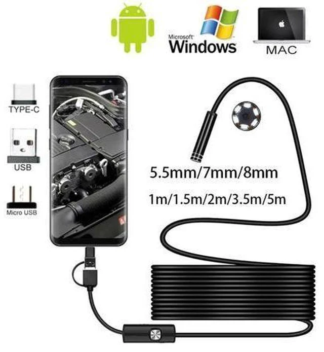 Alt view image 6 of 7 - Endoscope Camera 1200P Sewer Drain Snake Security Usb Camera HD Endoscopic Pipe Locator Usb Borescope Mini Camera