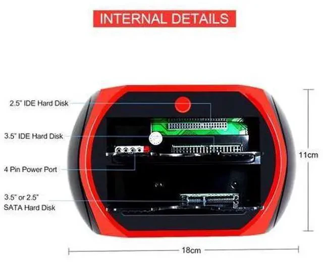 Alt view image 3 of 7 - All in 1 HDD Docking Station USB 2.0 2.5" 3.5" IDE SATA External HDD Case Box Hard Disk Drive Enclosure SD TF Card Reader