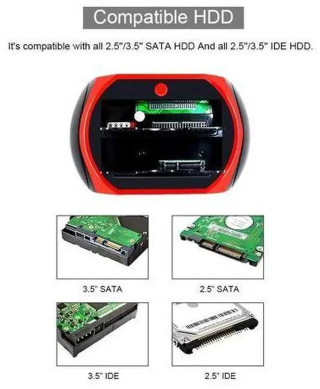 Alt view image 5 of 7 - All in 1 HDD Docking Station USB 2.0 2.5" 3.5" IDE SATA External HDD Case Box Hard Disk Drive Enclosure SD TF Card Reader